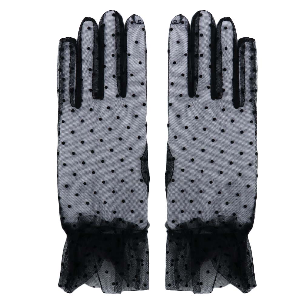 Tüll Netz Vollfinger Durchsichtige Fahr Dehnbare Spitze Handschuhe Damen Spitze Handschuhe Koreanischer Stil Gepunktete Handschuhe
