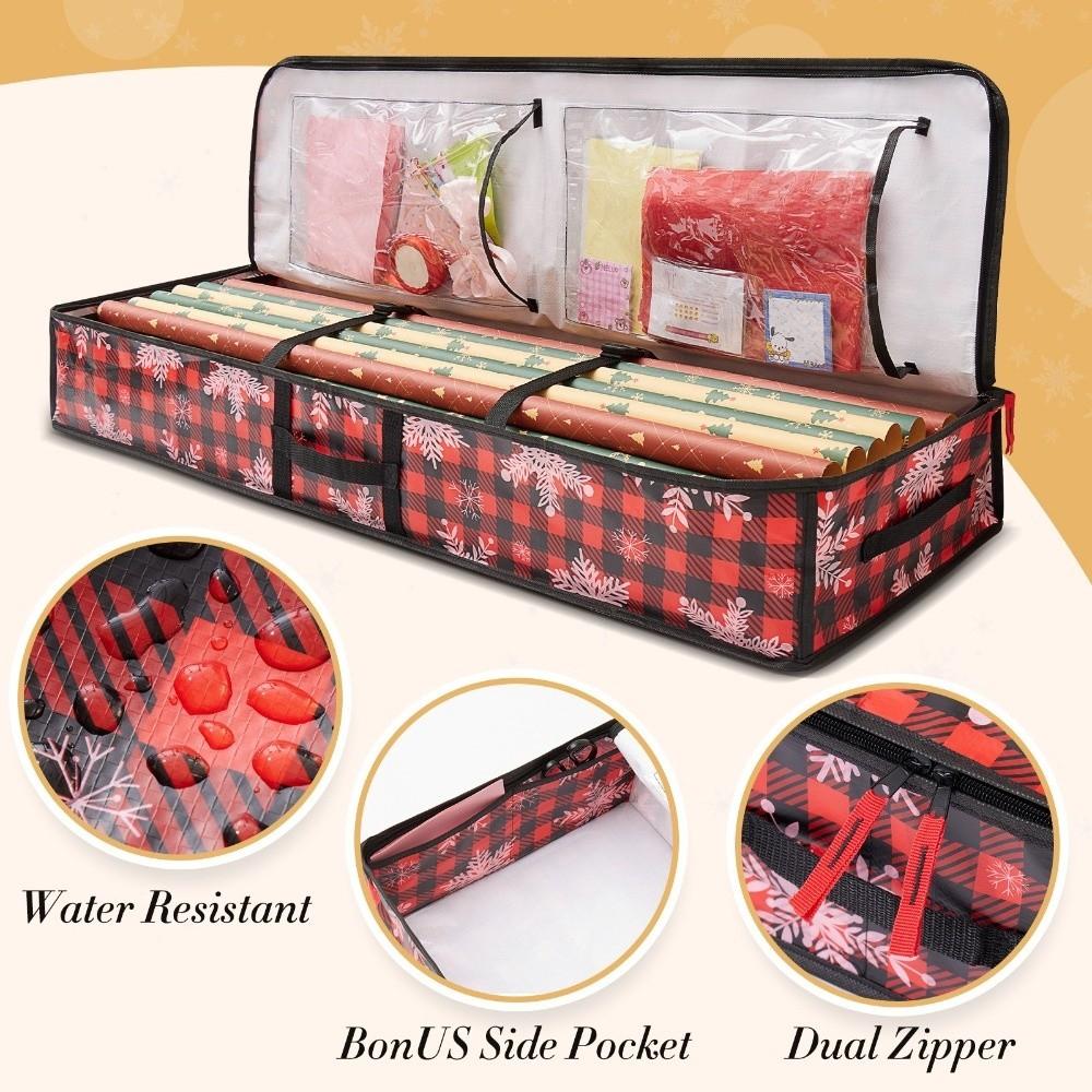 Oxford Christmas Wrapping Paper Storage Bag Dustproof Reusable Xmas Ornament Organizer Washable Large Capacity Under Bed Storage