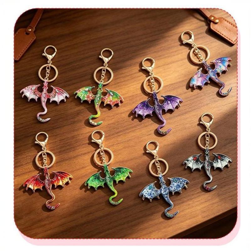 Fantasy Drachen Emaille Schlüsselanhänger Set Wyvern Schlüsselring Tasche Anhänger Auto Schlüssel Zubehör Geschenk