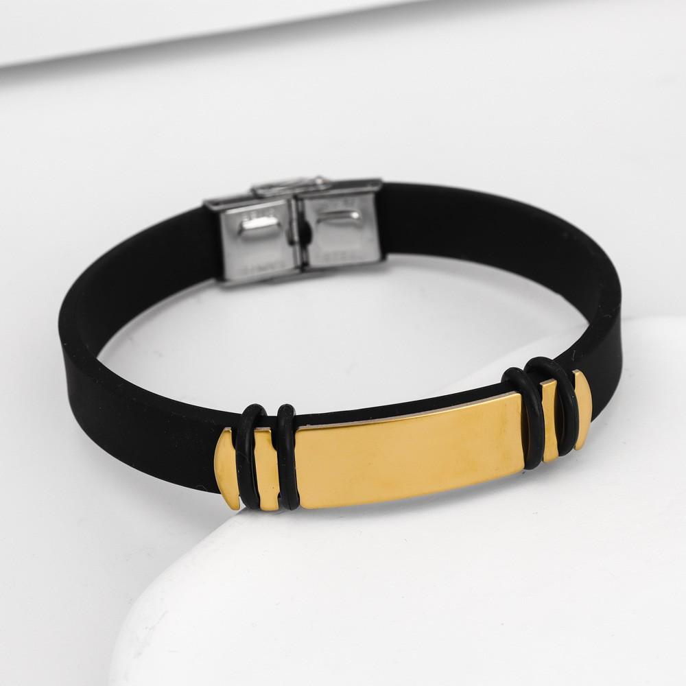 Новый Классический Простой Высококачественный Силиконовый Браслет Силиконовый с Металлом Мужской Браслет Популярные Аксессуары Подарок золотой