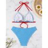 1011 New Plaid Bikini Small Chest Suit, Island Travel, Slim Fit, Thin Swimsuit Women