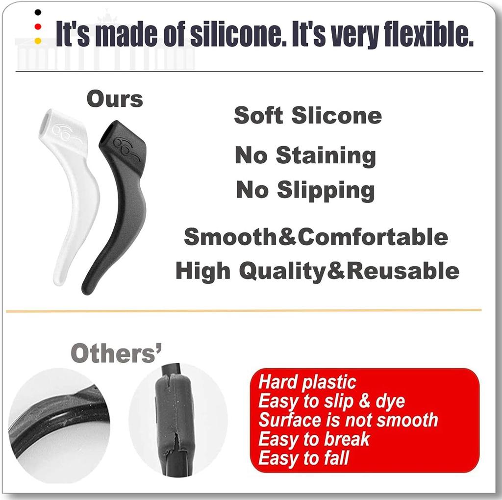 2/40pcs Anti-slip Silicone Ear Grip Glasses Eyeglasses Leg Ear Hook Stopper Bracket Fastener Accessories Temple Tip