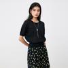 Same solid color round neck short sleeved knitted T-shirt for women in the shopping mall, thin waist collection casual top for summer 2026