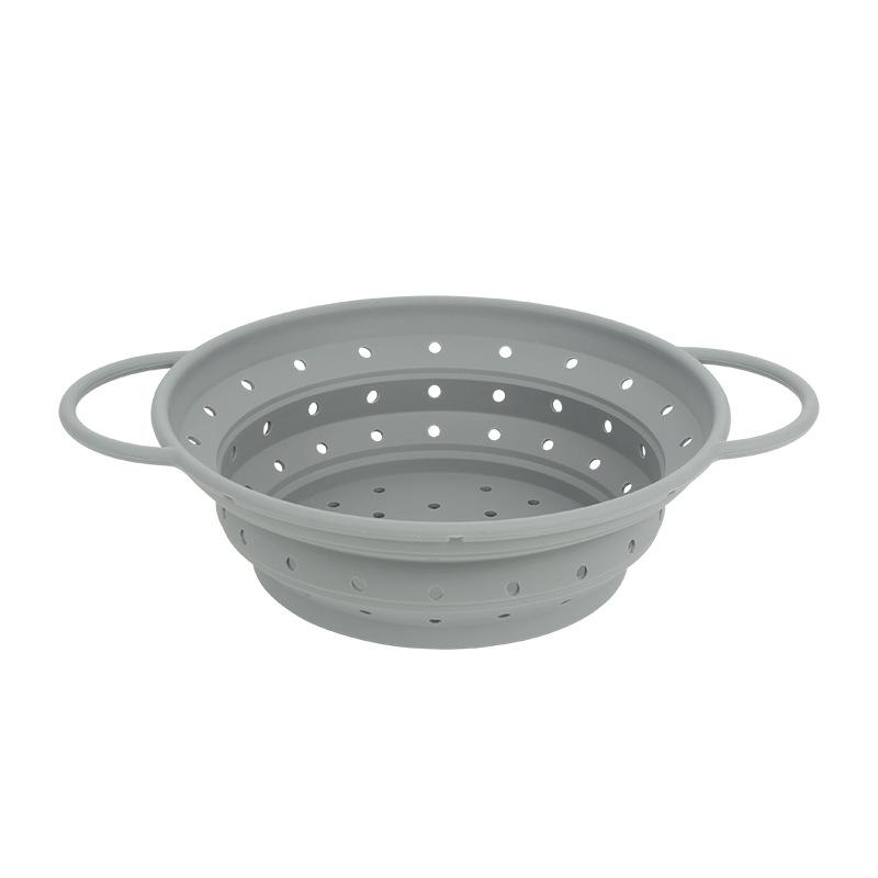 Silicone Drain Basket Folding Fruit and Vegetable Basket Round Fruit Basket Retractable Strainer Kitchen Tools