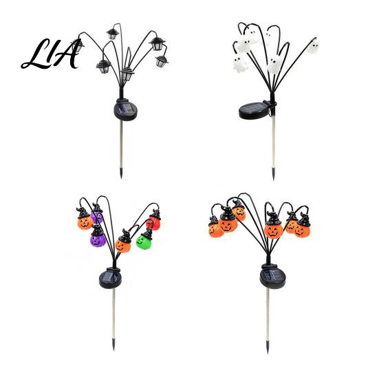 Festive Yard Lawn Decor Halloween Solar Garden Lights, Decorative Ghost Pumpkin Witch Hat String Landscape Lighting for Walkway IP54 Waterproof