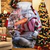 Men's Long Sleeve Hooded Sweatshirt with Christmas Print for Holiday Casual Wear