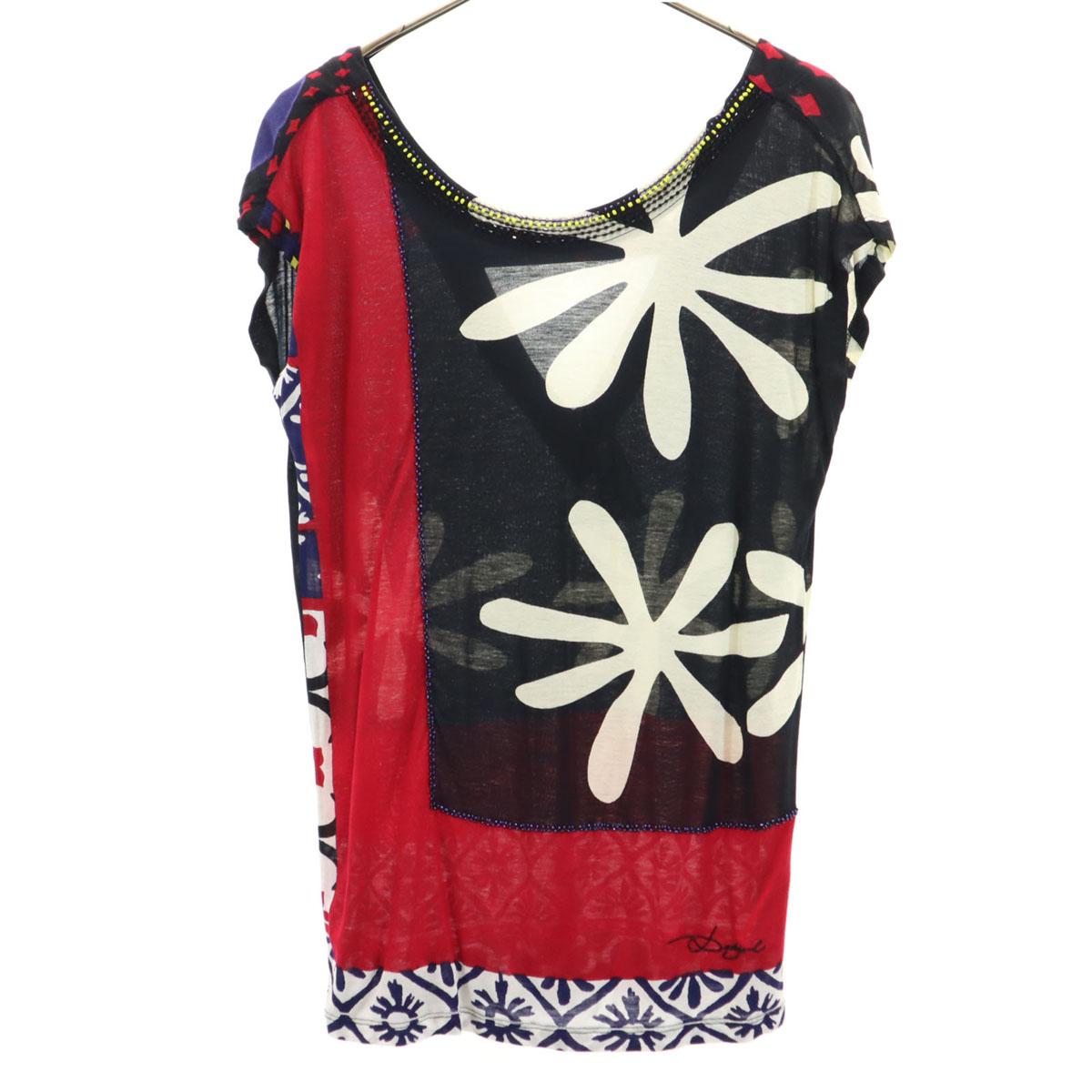 

Desigual Floral French sleeve Cut S black Women Used