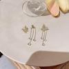 2023 Trendy Korean Rhinestone Butterfly Tassel Crystal Stud Earrings
