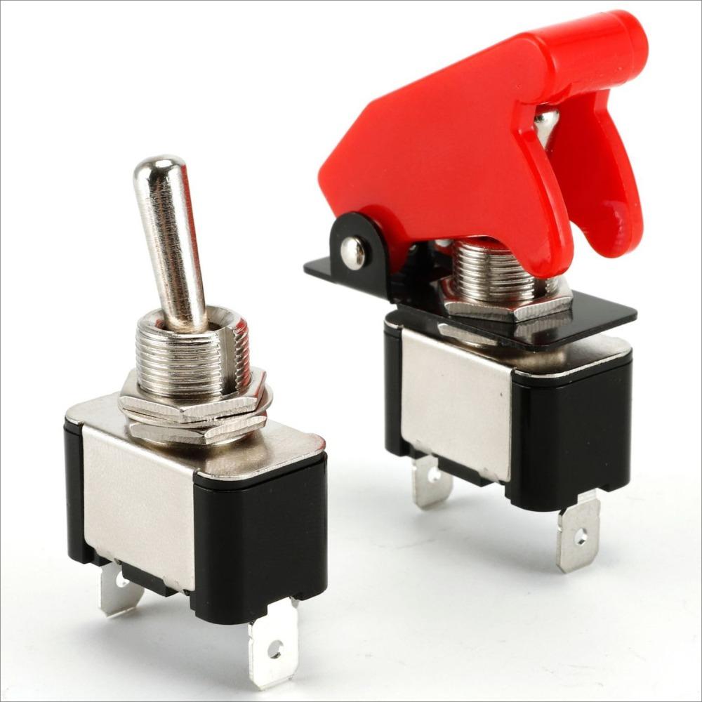 New KN3A-101 Toggle Rocker Switch LED Switch with Protective Cover Car Auto Cover LED Light Toggle Switch Control on/Off RED