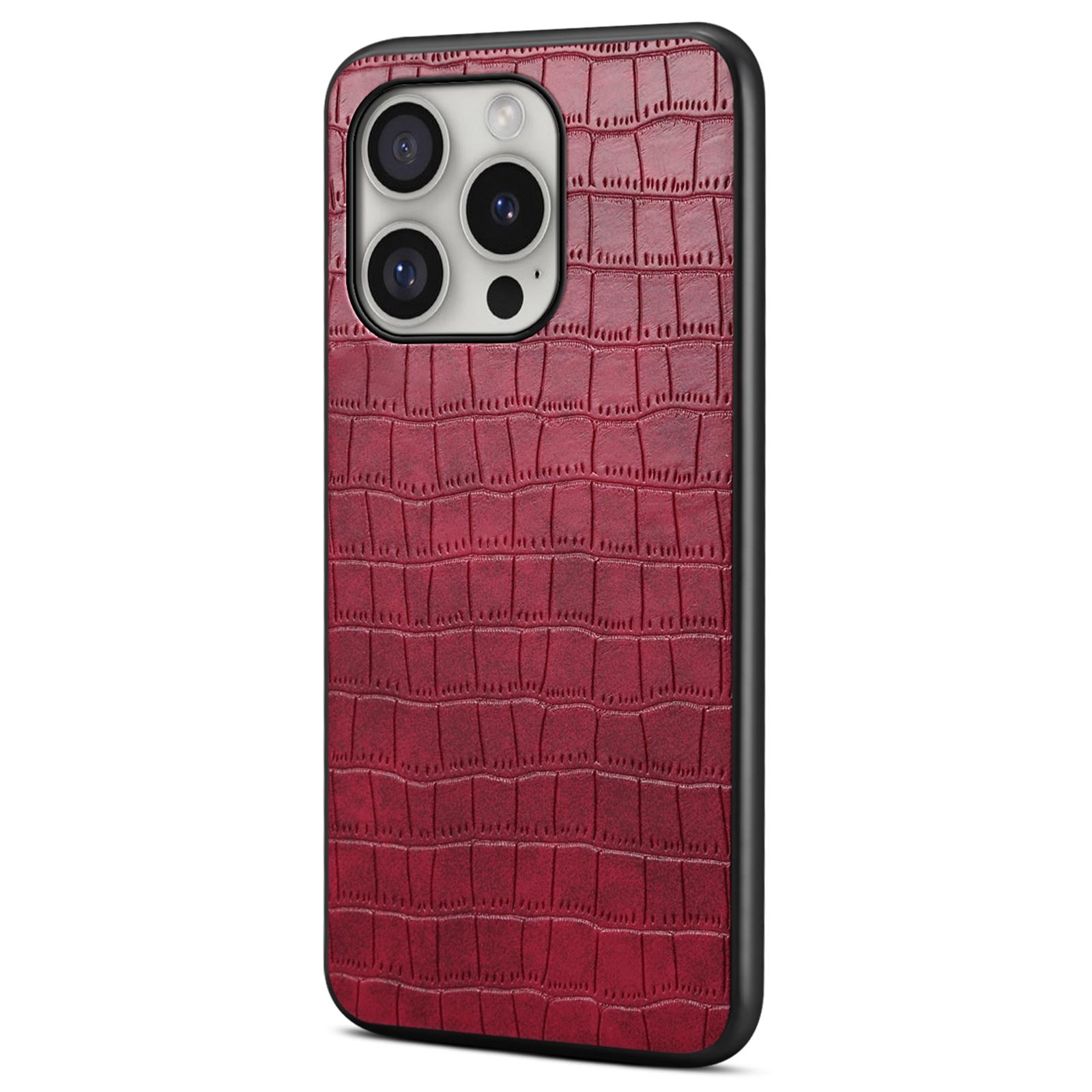 

Чехол для iPhone 16 Pro, текстура крокодиловой кожи, покрытие из кожи, ПК+ТПУ чехол для телефона E