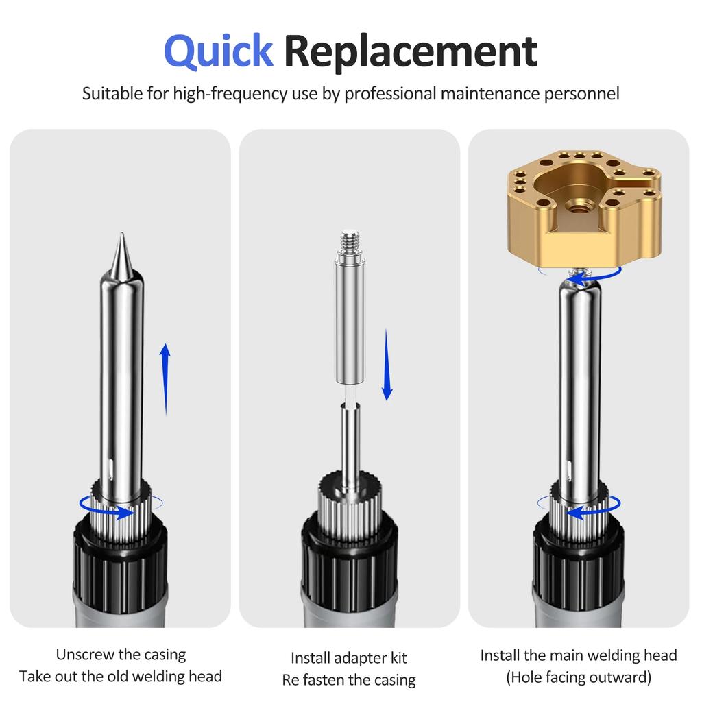 Joystick Soldering Iron Tip with Adapter Multi-Hole Chrome-Plated Copper Tip, Excellent Heat Conduction, Precise Alignment