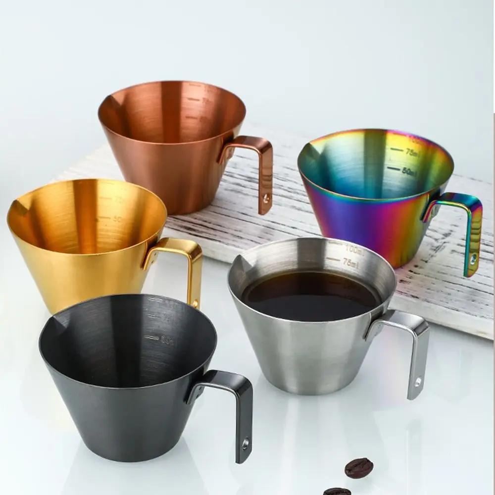 304 Stainless Steel Coffee Extraction Cup with Scale Small Milk Spoon Making Cup Espresso Measuring Cup Kitchen Tools Cup