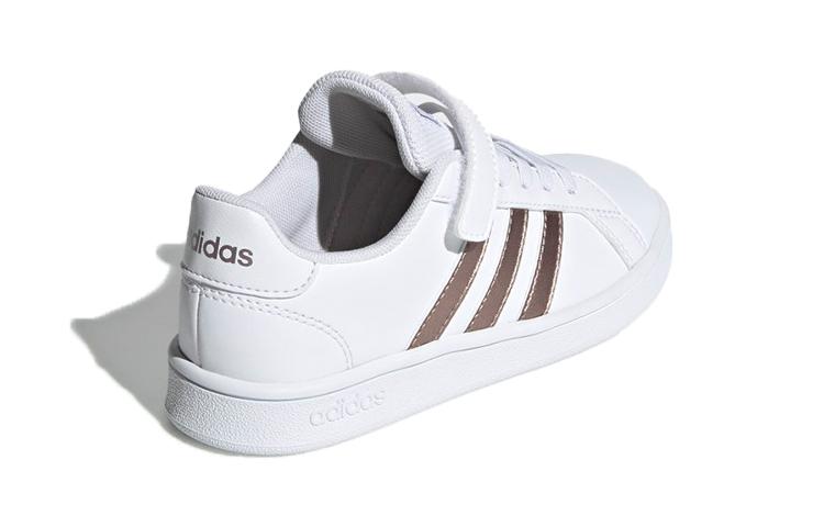adidas Neo GRAND COURT Low Top Kids' Skateboarding Shoes White Gold Children Aged 3 7 Years Old EF0107