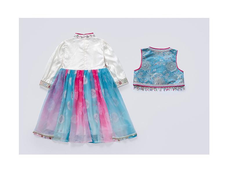 Girls' Spring & Autumn Hanfu Dress Set – Chinese Style Performance Costume for Children, Two-Piece Ethnic Outfit