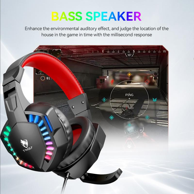 Ergonomically Designed Wired Over Ear Game Headphones with Mic & RGB Stereo Gaming Headphones Noise Cancelling USB 3.5mm Jack