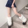 Fashion Faux Fur Furry Leg Warmers 40cm Y2K Long Tube Sock Soft Solid Color Knee High Girls Socks Autumn/Winter
