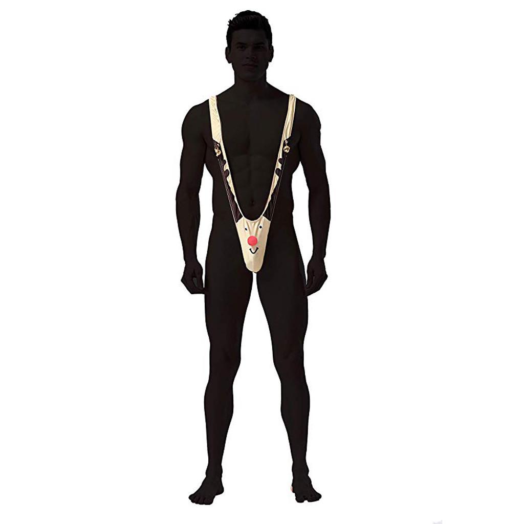 Buy Sexy Gag Gift Reindeer Mankini Men Thong Underwear With Bells at affordable prices — free
