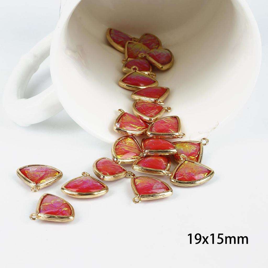 2 szt. Modny Sektorowy Kształt Miedź Oprawiona Podwójnie Jasna Żywica Amulet Wisiorek do Tworzenia Biżuterii