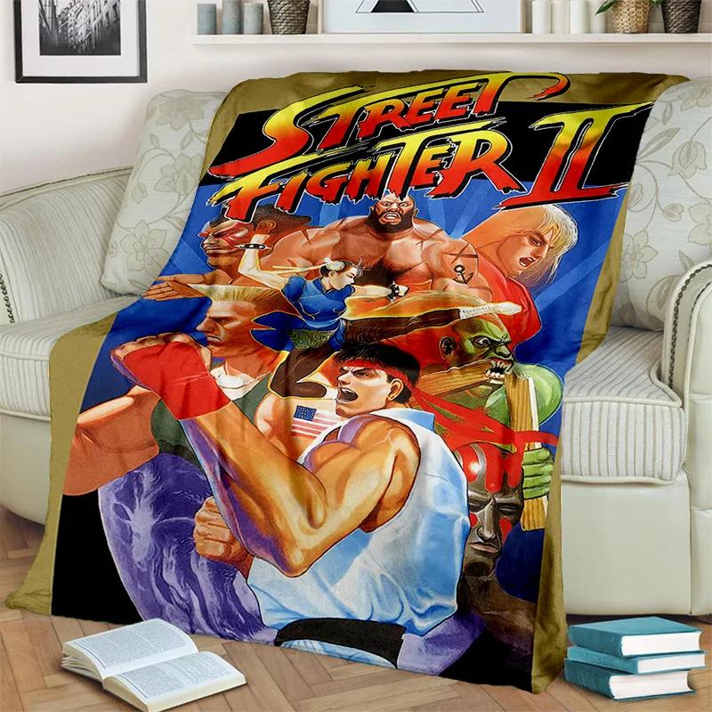 Street Fighter Retro Game SF Gamer Deken, Zachte Plaid voor Huis Slaapkamer Bed Bank Picknick Reizen Kantoor Dekentje Kinderen