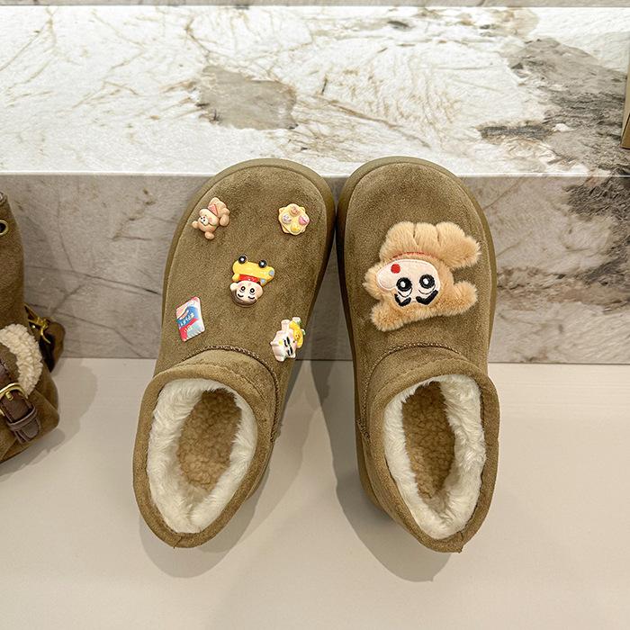 Women's Large Size Soft Elastic Cartoon Cute Winter Warm Cold Padded Snow Boots Non-slip Wear Outdoor Leisure Sports Cotton Boots