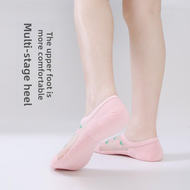 5 Paar Socken Damen Frühling Sommer Damen Socken Frucht Glasseide Atmungsaktiv Damen Unsichtbare Socken Damen Bootssocken