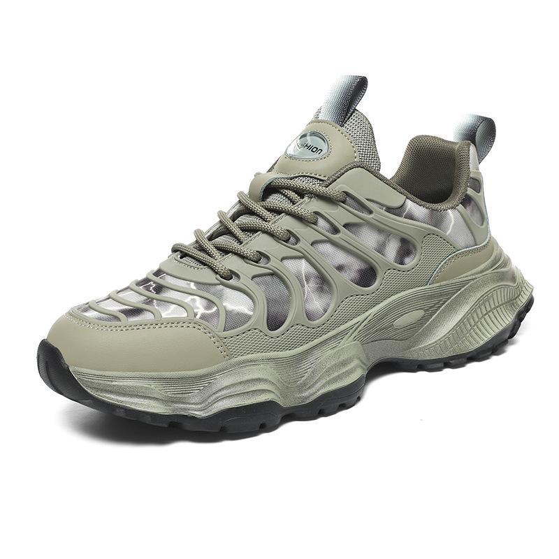 

Fashion men s outdoor low-top casual shoes, four-season trendy lace-up platform sneakers, retro polished dad shoes 44