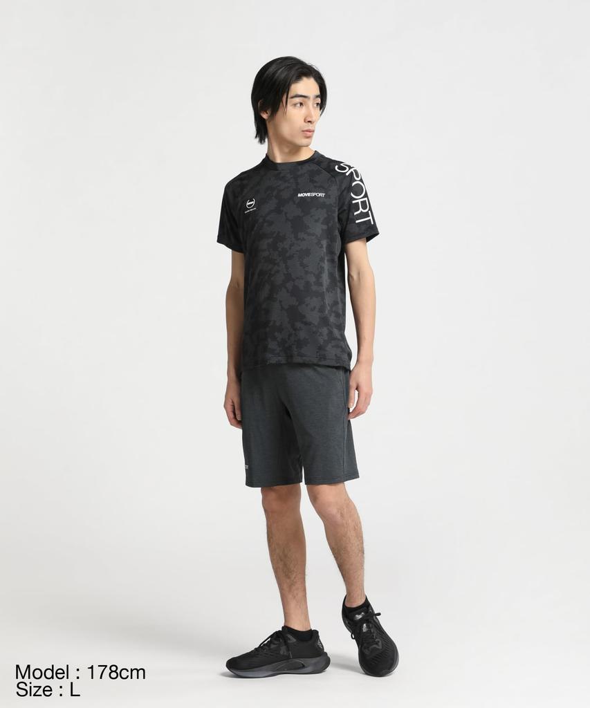 Move Sports Descente Short Sleeve UV Training Size M Men's T-Shirt, Protection, Sweat-Wicking, Quick-Drying, Stretch, Shirt, DX-C2854AZ, Black,