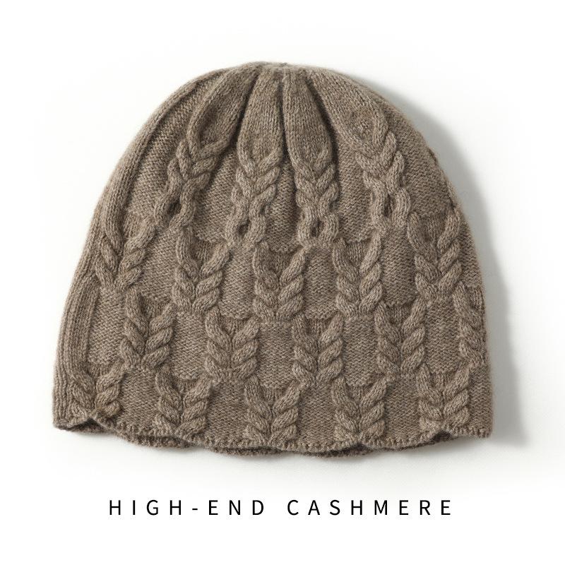 Cashmere Autumn and Winter New High End Solid Color Knitted Outdoor Warm Jacquard Fisherman's Hat Knitted Casual Hat