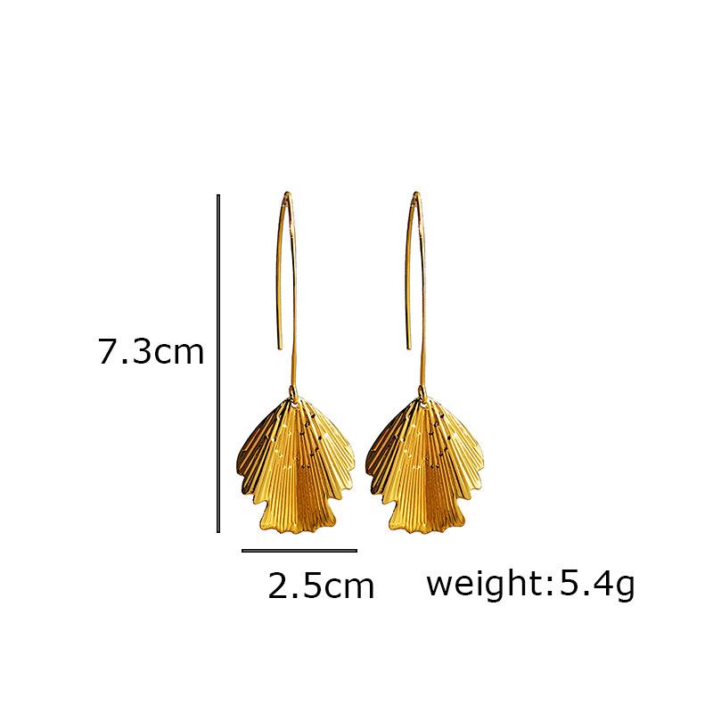 Creative Chinese Style Ginkgo Ear Hook Women Simple Earring Personalized Design Ginkgo Leaf Dangle Earrings  Jewelry Gift