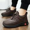 Fashion Winter Leather Men Boots with Fur Mens Bussiness Cotton Boots Casual Warm Snow Boots Non-slip Men Leisure Boots Bota Masculina
