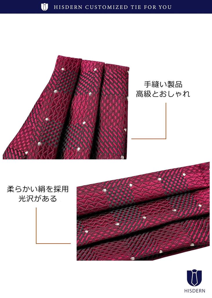 [HISDERN] Ascot Tie Men's Silk Red Wine Red Neck Scarf Formal Polka Dot Stylish Men's Wedding Gentleman RC-04S