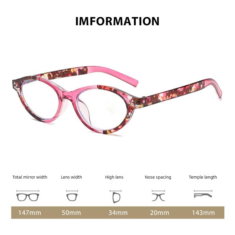 Stylish Women's Cat Eye Reading Glasses Men Classic Retro Far Sight Eyeglasses Flora Printed Ultralight Oval Frame Presbyopia