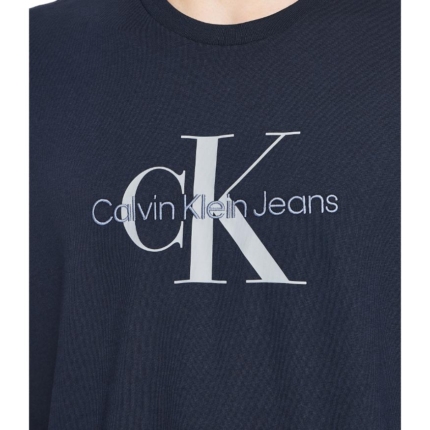 Calvin Klein Jeans Letter Embroidery Comfortable Crew Neck Short Sleeve T-Shirt Men Tops Navy-Blue 40EM289-CEF