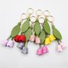 Stylish Tulip Keychain PU Leather Alloy Durable Accessory Elegant Floral Key Ring For Bags Backpacks Gift Idea