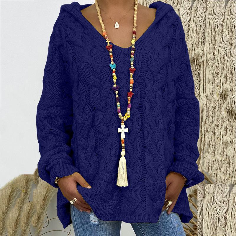 TIFICY Moda feminina casual outono inverno cor sólida estampa manga comprida suéteres com capuz