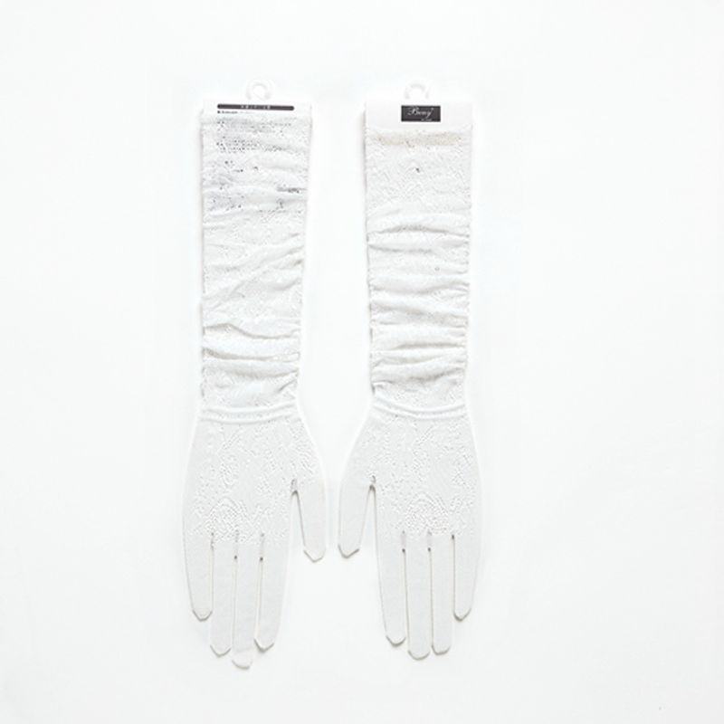 

Export UV-Resistant Seamless Integrated Long Bridal Gloves White (touch screen gloves) All yards