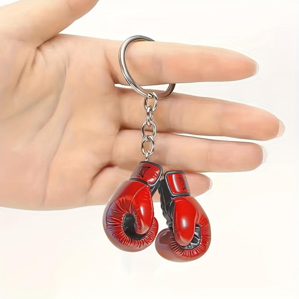 Fashionable Acrylic Boxing Glove Keychain for Men, Creative Backpack Pendant Accessory, Durable 2D Plastic Material