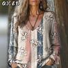 Women's Fashion Casual Long Sleeve V Neck Blouses & Shirts