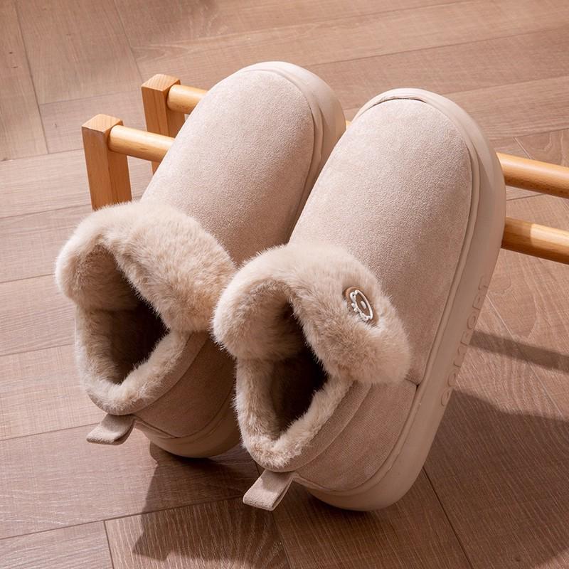 Women's Thick Sole Velvet-Lined Snow Boots - Cozy Autumn/Winter Fluffy Feel with Heel for Outdoor Wear.