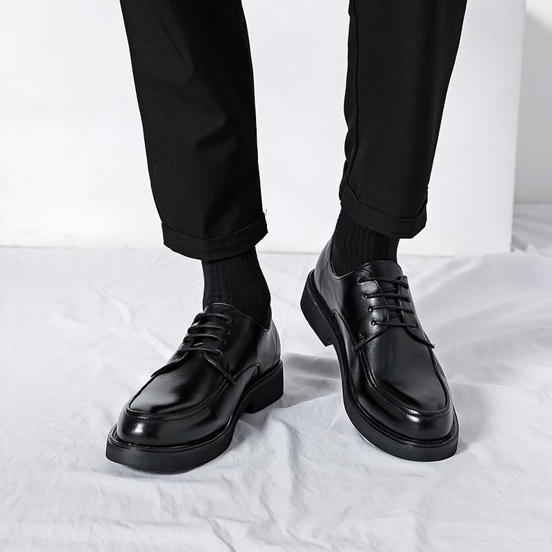 2024  genuine leather high-quality sports shoes for men's casual and fashionable business, thick soled low cut formal shoes