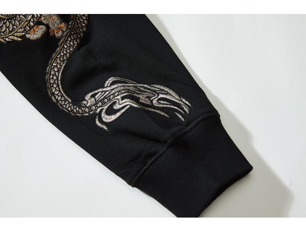 Huaxia Junpin Embroidered Dragon & Phoenix Hoodie - Trendy Couple Sweatshirt, Chinese Style Outerwear