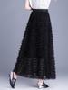 Elegant Mesh Fluffy Cake Skirt - Spring 2026 A-Line Midi with Wide Hem