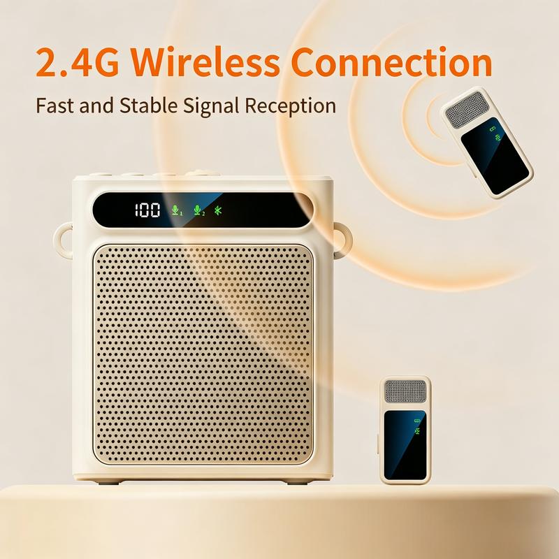 Wireless Bluetooth Megaphone with Clip-On Microphone Portable Speaker Suitable for Teachers Speech Learning Singing Life Live