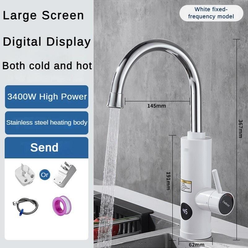 3400W Stainless Steel Intelligent Variable Frequency and Temperature Regulating Faucet LED Temperature Display Screen Hot and Cold Dual-purpose Faucet