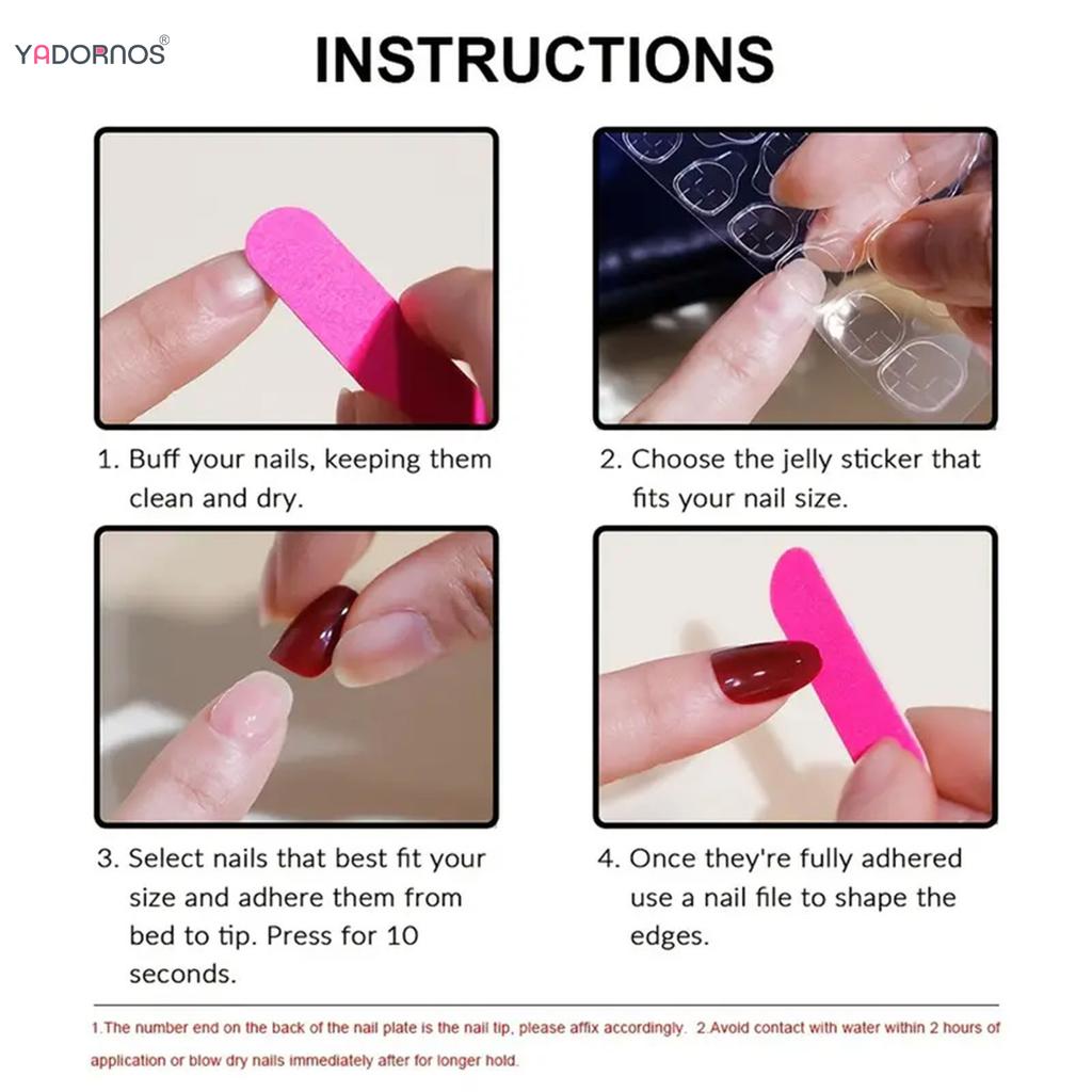24Pcs Short Almond Press On Nails, Nude with Burgundy & Yellow Star & Stripe Fake Nails for Y2K Girls