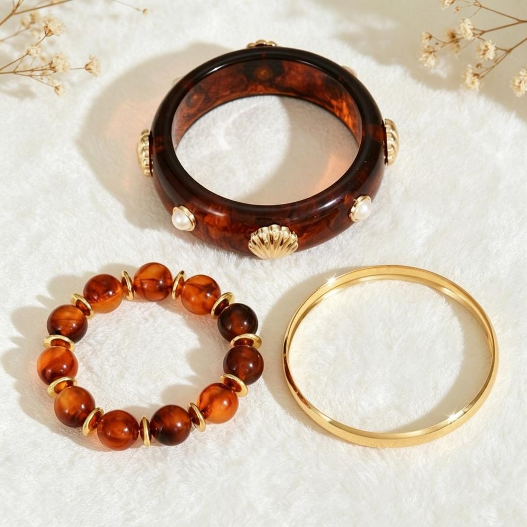 European and American Retro Smudge Round Splicing Bracelet, Personality Trend Versatile Bracelet, Niche High-end Exaggerated Jewelry Women