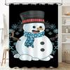 Tuniu Adorable Snowman Christmas Bathroom Shower Curtain Waterproof Festive Holiday Decor