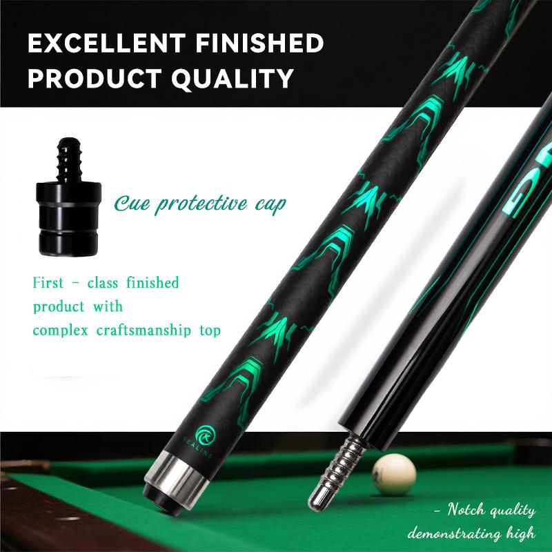 OKHEALING Kohlefaser Billard Queue Stick Geringe Ablenkung Billard Queue 12,5mm Spitze, Radialer Pin-Verbindung 147cm/58Zoll Länge 19oz Gewicht, Spiel Queue