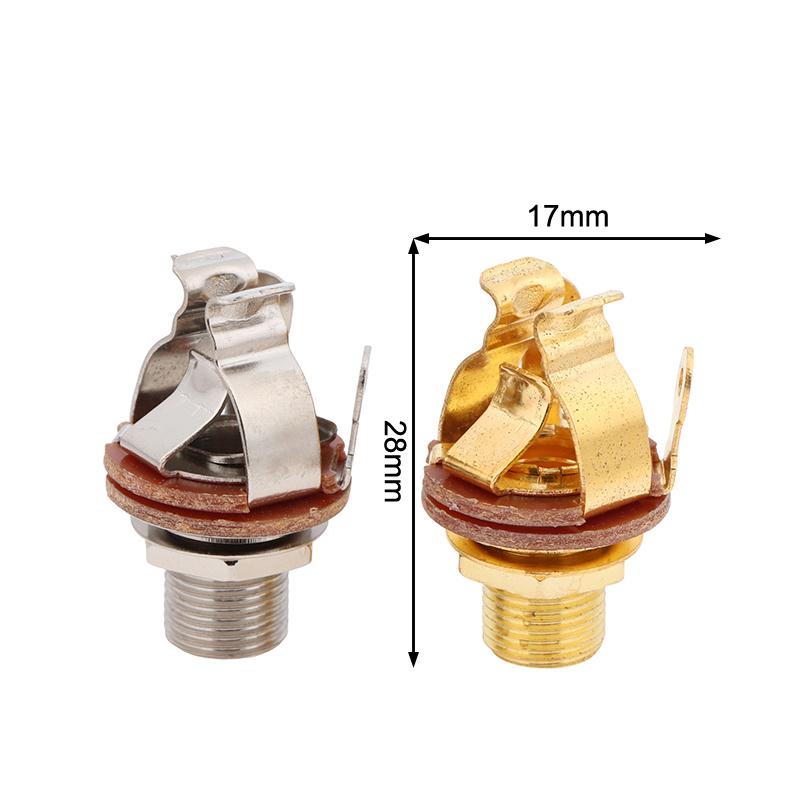 1/4 Inch Pickup Output 6.35Mm Electric Guitar Pickup Stereo Jack Input Plug Socket Brass For Pedal Guitar Female Connector Parts