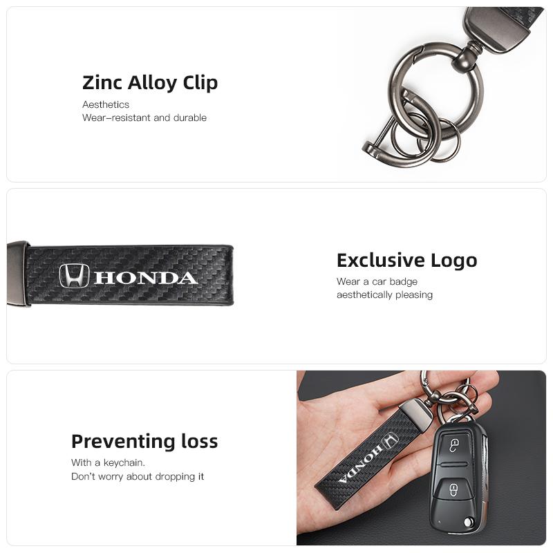Carbon Fiber Leather Keyrings Car Keychain Accessories For Honda Civic FIT Accord Prelude CRV 5th City CRZ CRX Jazz HRV Pilot TO0